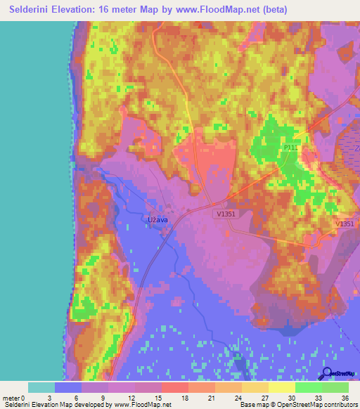 Selderini,Latvia Elevation Map