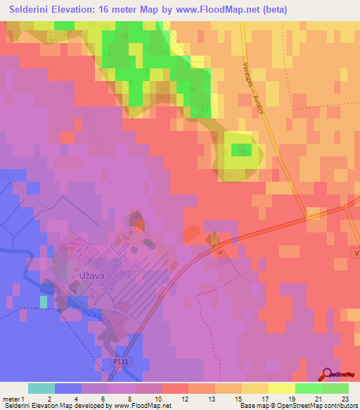 Selderini,Latvia Elevation Map