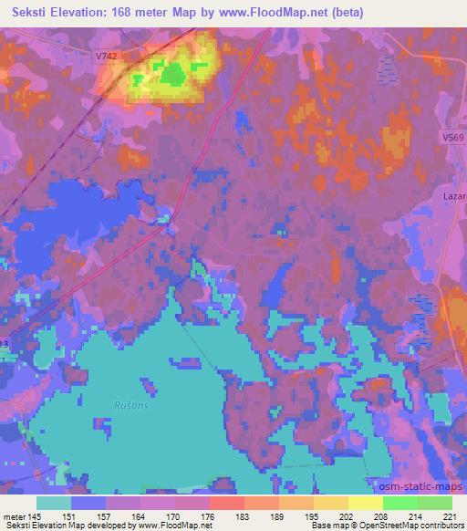 Seksti,Latvia Elevation Map