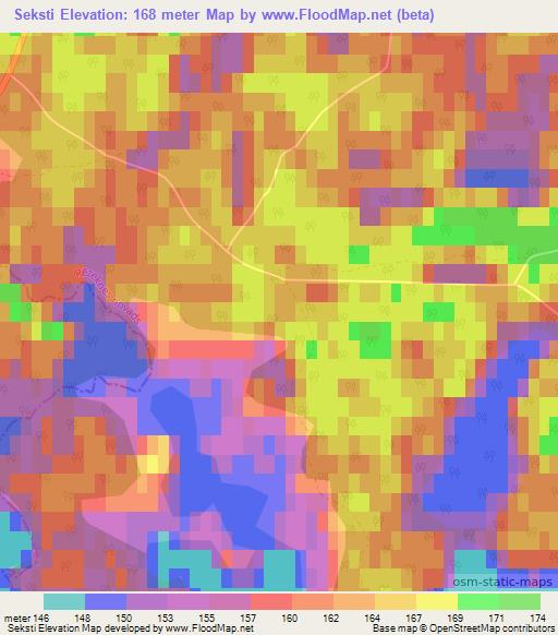 Seksti,Latvia Elevation Map