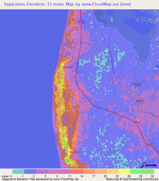 Sejejciems,Latvia Elevation Map