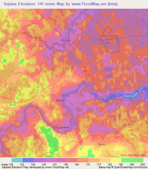 Sejatas,Latvia Elevation Map