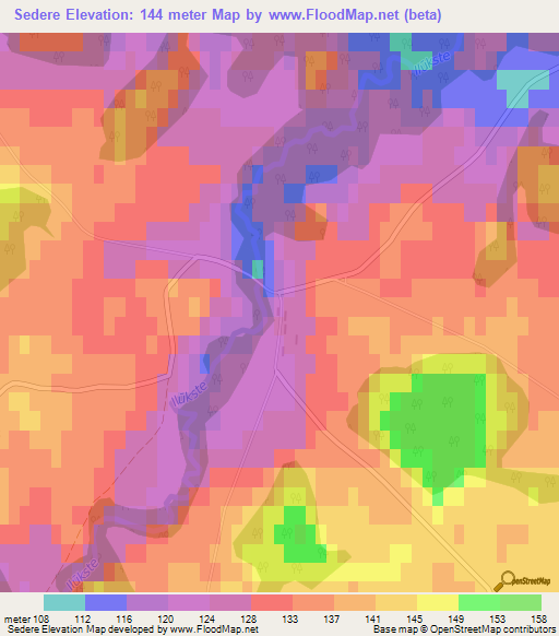 Sedere,Latvia Elevation Map