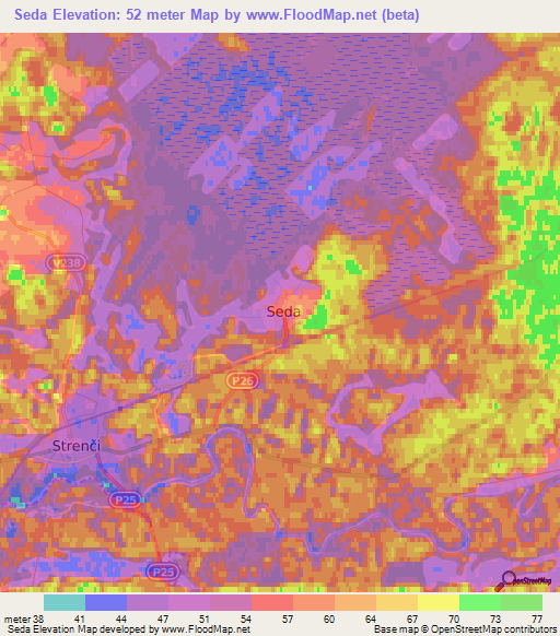 Seda,Latvia Elevation Map