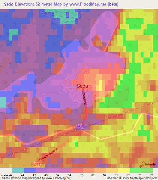 Seda,Latvia Elevation Map