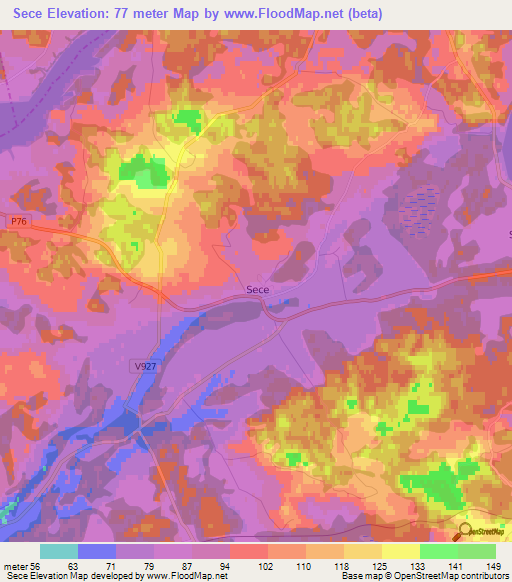 Sece,Latvia Elevation Map