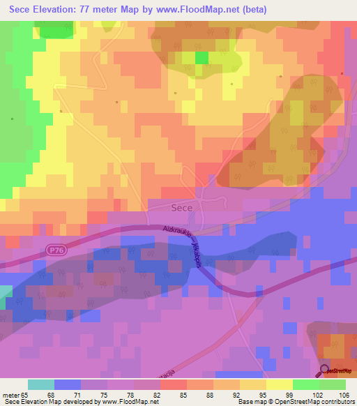 Sece,Latvia Elevation Map