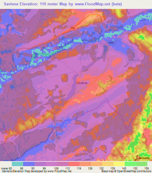 Saviena,Latvia Elevation Map