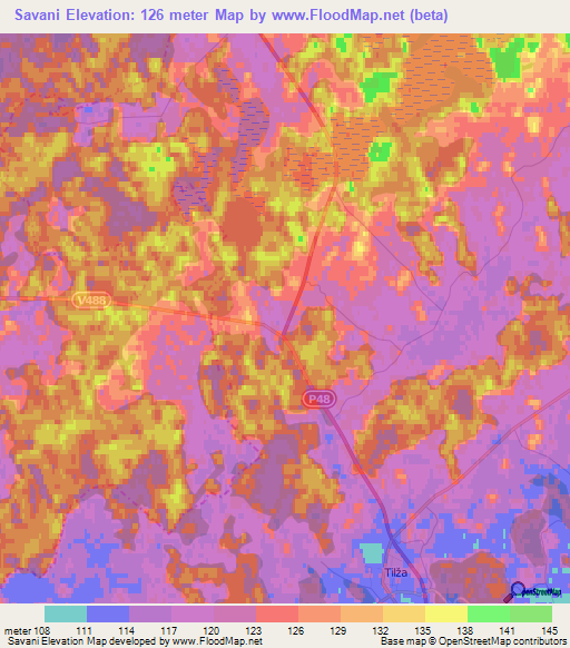 Savani,Latvia Elevation Map