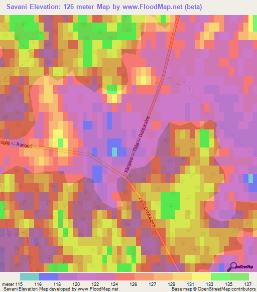 Savani,Latvia Elevation Map