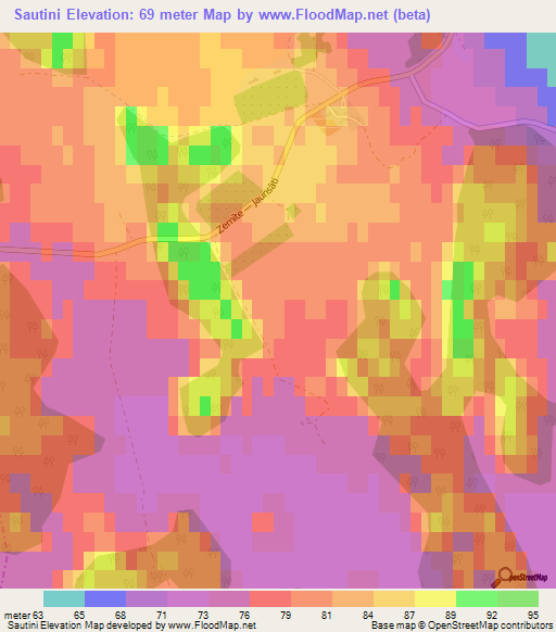 Sautini,Latvia Elevation Map