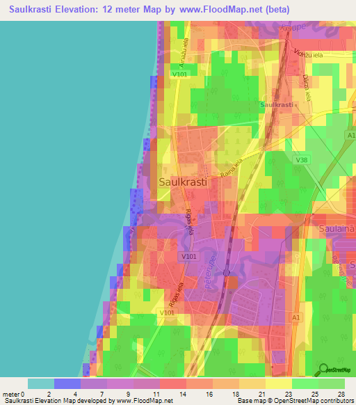 Saulkrasti,Latvia Elevation Map