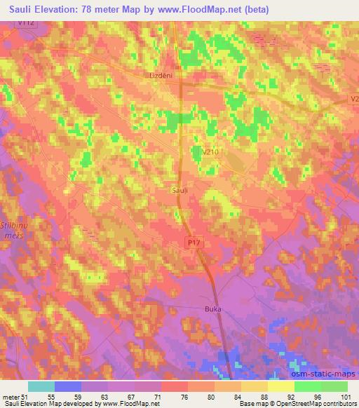 Sauli,Latvia Elevation Map