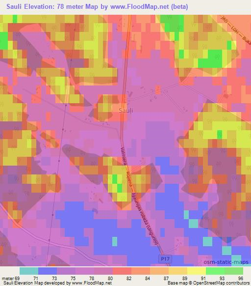 Sauli,Latvia Elevation Map