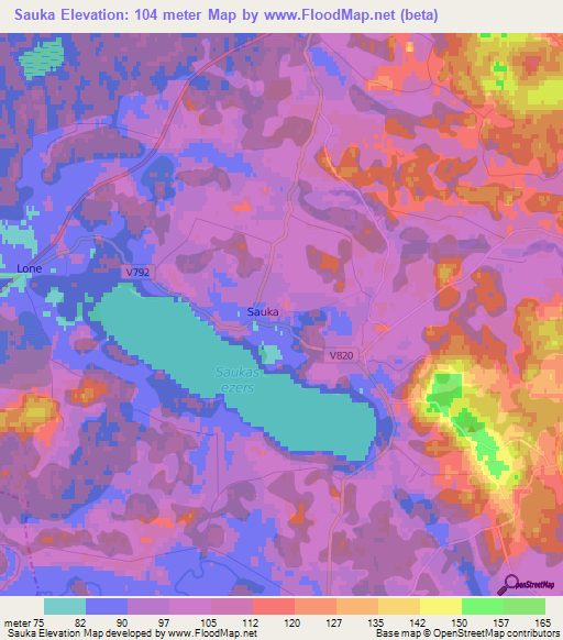 Sauka,Latvia Elevation Map