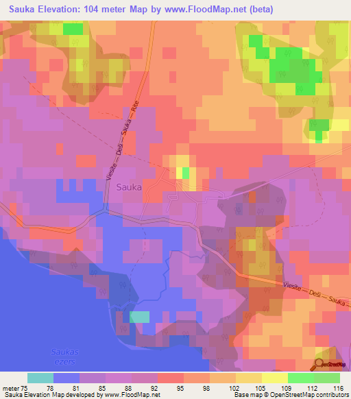 Sauka,Latvia Elevation Map