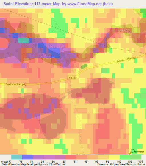 Satini,Latvia Elevation Map