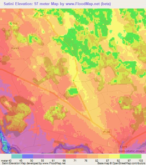 Satini,Latvia Elevation Map