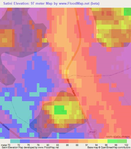 Satini,Latvia Elevation Map