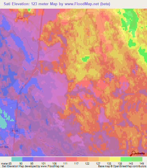 Sati,Latvia Elevation Map