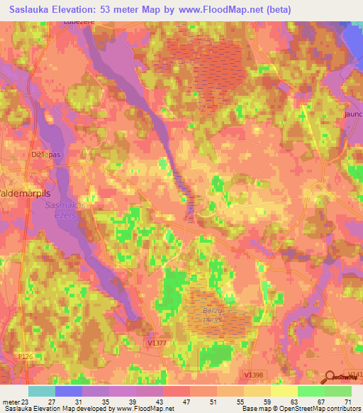 Saslauka,Latvia Elevation Map