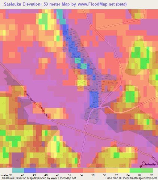 Saslauka,Latvia Elevation Map