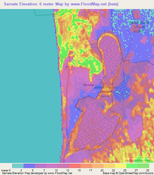 Sarnate,Latvia Elevation Map