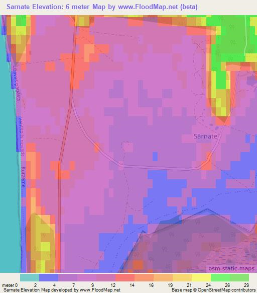 Sarnate,Latvia Elevation Map