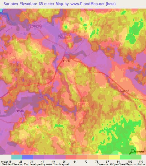 Sarlotes,Latvia Elevation Map