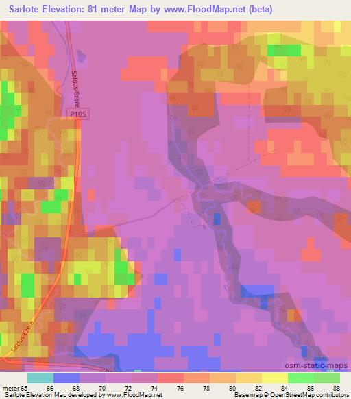 Sarlote,Latvia Elevation Map