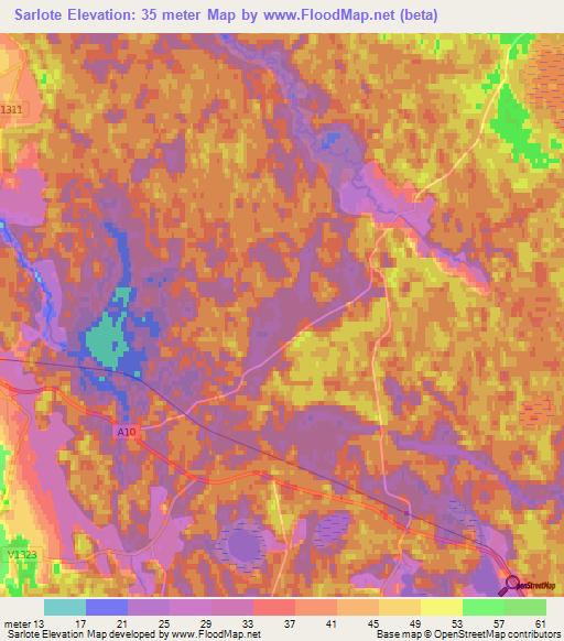 Sarlote,Latvia Elevation Map