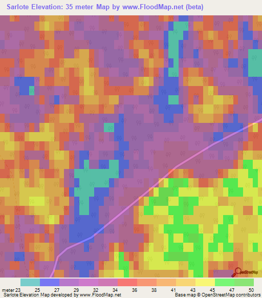 Sarlote,Latvia Elevation Map