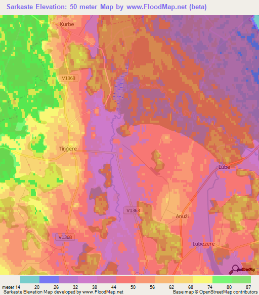 Sarkaste,Latvia Elevation Map