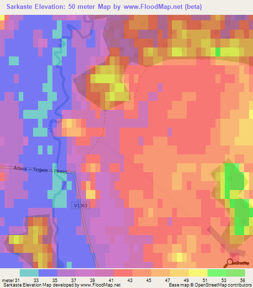 Sarkaste,Latvia Elevation Map