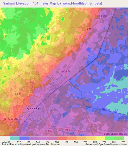 Sarkani,Latvia Elevation Map