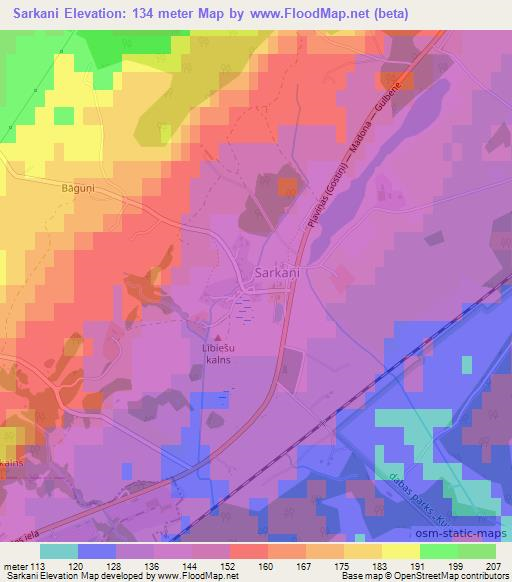 Sarkani,Latvia Elevation Map