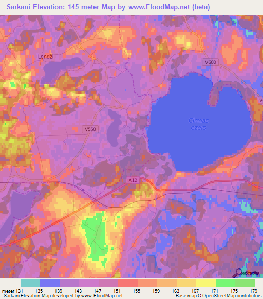 Sarkani,Latvia Elevation Map