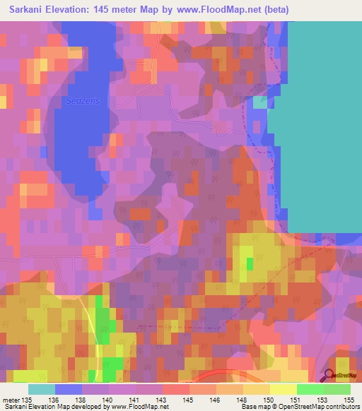 Sarkani,Latvia Elevation Map