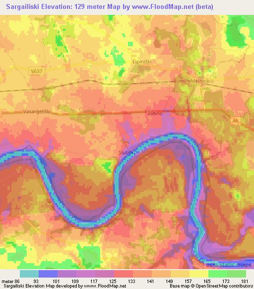 Sargailiski,Latvia Elevation Map