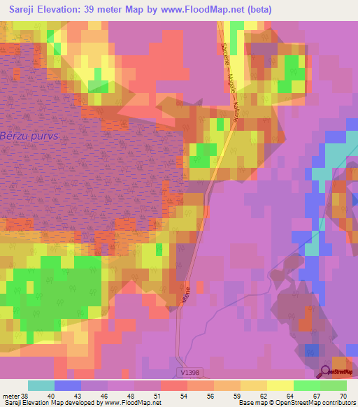 Sareji,Latvia Elevation Map