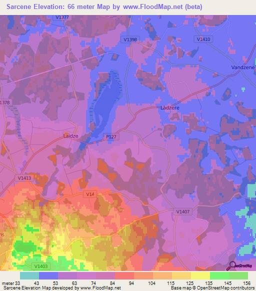 Sarcene,Latvia Elevation Map