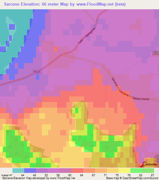 Sarcene,Latvia Elevation Map