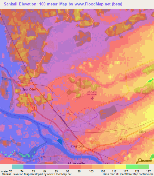 Sankali,Latvia Elevation Map