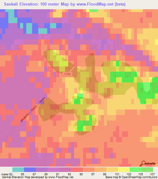 Sankali,Latvia Elevation Map