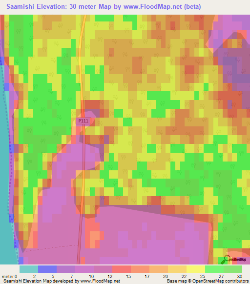 Saamishi,Latvia Elevation Map