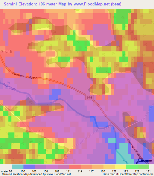 Samini,Latvia Elevation Map