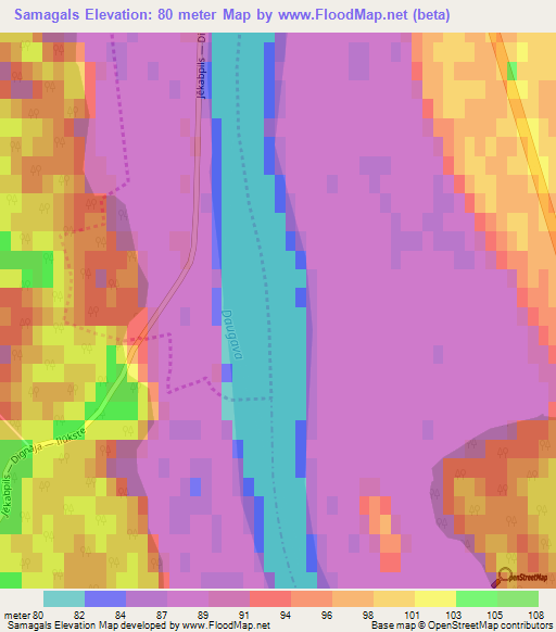 Samagals,Latvia Elevation Map