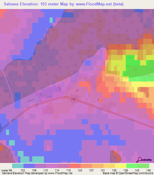 Salnava,Latvia Elevation Map