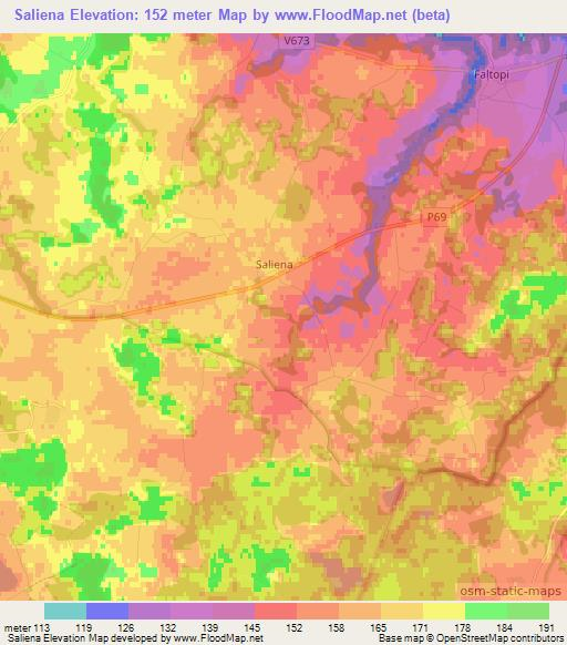 Saliena,Latvia Elevation Map