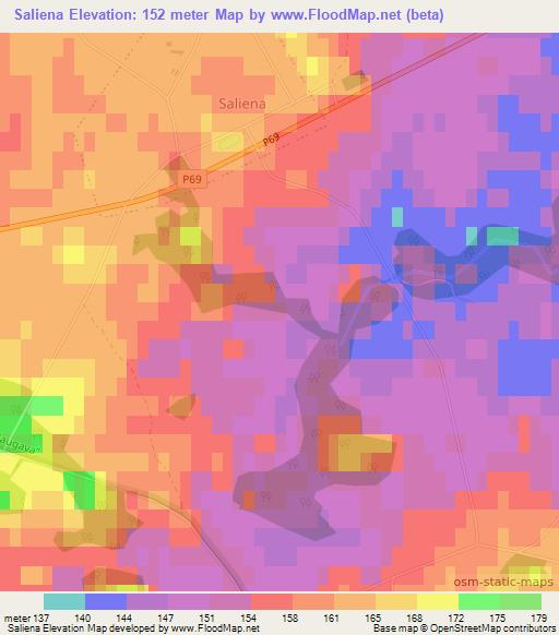 Saliena,Latvia Elevation Map